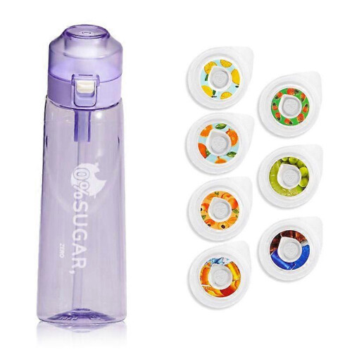 (Purple 3)650ML Flavored Water Bottle with 7 Fruit Pods