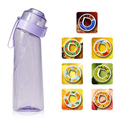 (Purple 7)650ML Flavored Water Bottle with 7 Fruit Pods