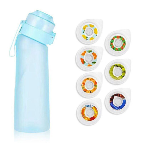 (Blue 10)650ML Flavored Water Bottle with 7 Fruit Pods