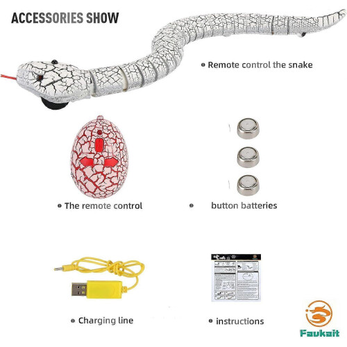 (White) Remote Operated Robotic Rattlesnake Toy With Authentic Details And Easy Controls 1
