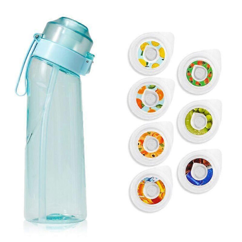(Blue 6) 650ML Flavored Water Bottle with 7 Fruit Pods