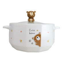 Ceramic Ramen Bowl with Lid, 30oz Stoneware Soup Bowl, Cute Panda Design, Durable and Scratch Resistant