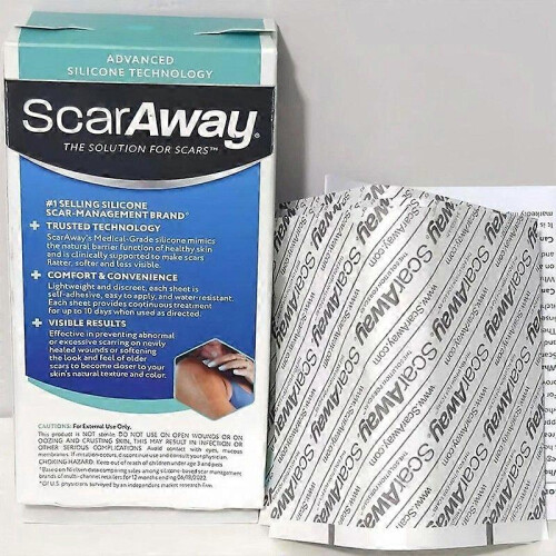(2box)1-3x ScarAway Advanced Clear Silicone Scar Sheets, White, 6 count