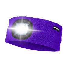 ATNKE LED Lighted Headband USB Rechargeable Running Hat Ultra Bright 4 LED Waterproof Light Lamp Headlamp High Stretch Moisture Wicking MultiColorPu