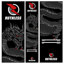 RUTHLESS Heavy Duty Dart Mat Non‑Slip Durable Carpet Floor Protector for Steel Tip Soft Tip Darts Black Dragon Design