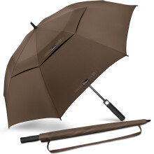 NINEMAX Golf Umbrella Windproof and Rainproof 68inch Large Umbrella Double Canopy Golfing Brolly Heavy Duty Unbreakable for Men WomenBrown