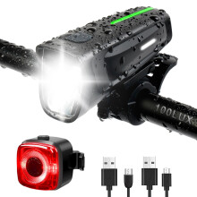 SMBZOMI LED Bicycle Light Set StVZO Approved Bicycle Light Front and Rear Light Bicycle Light USB Rechargeable IPX5 Waterproof Bicycle Lights