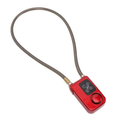 Keyless AntiTheft Motorcycle Chain Lock with Enhanced Security Vibration Alarm, Suitable for Cyclists, Red