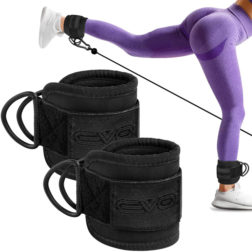 Photos - Weight Bench EVO Fitness PAIR Cable Machine Ankle Straps Padded Cable Kickback Ankle Strap for Glute Training Leg Extensions Curls Exerci
