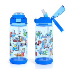 Decalsweet Kids Water Bottle With Straw600ml Childrens Water BottleLeakproof Kids Drinks for School TravelLightweight Sport Bottle for Boys GirlsAlp