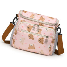 Diaper bag with large capacity and insulated bottle pockets, spacious mommy compartment, multifunctional bag for stylish moms on the go.