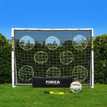 FORZA 8ft x 6ft Football Goal All Weather uPVC Frame and Durable Net – Optional Target Sheet Football Carry Bag Ideal for Home Gardens Clubs Goa