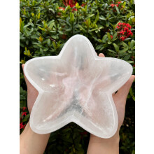 Jumbo Selenite Crystal Charging Bowl 8 Inch Star Shaped Dish for Meditation and Energy Cleansing
