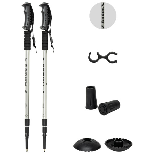 Andes Telescopic Extending Adjustable Antishock HikingWalking Poles Silver 1