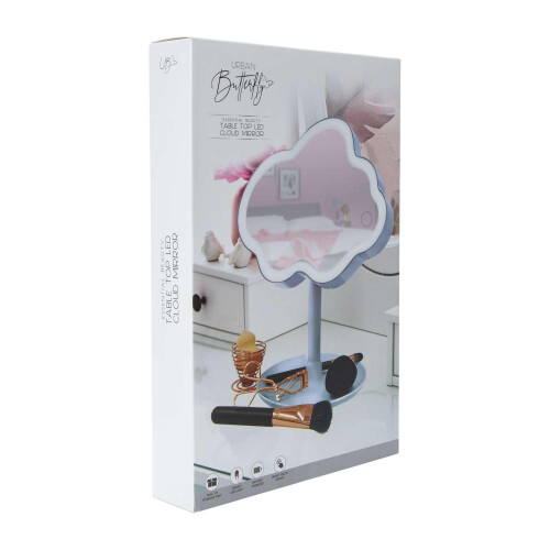 Purple Vanity Mirror with Lights, Touch Control Lighting, 360 Rotation Makeup Mirror