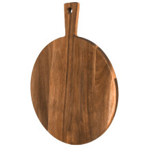 Acacia Wood Cutting Board with Handle, Large Round Charcuterie Serving Board for Pizza, Cheese, Meat