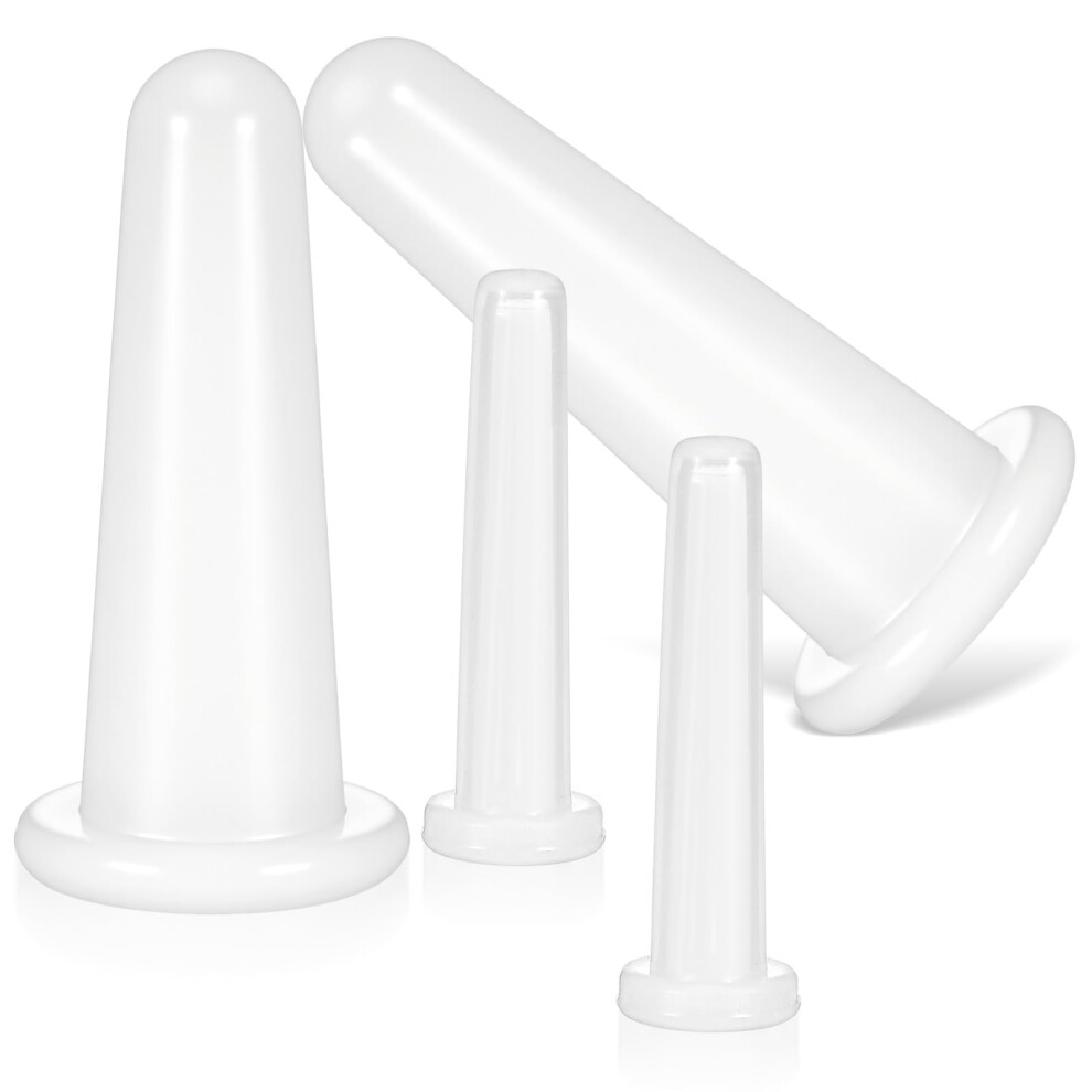 4 Pcs Facial Cupping Set Silicone Face Cups for AntiAging Massage Wrinkle Reduction White