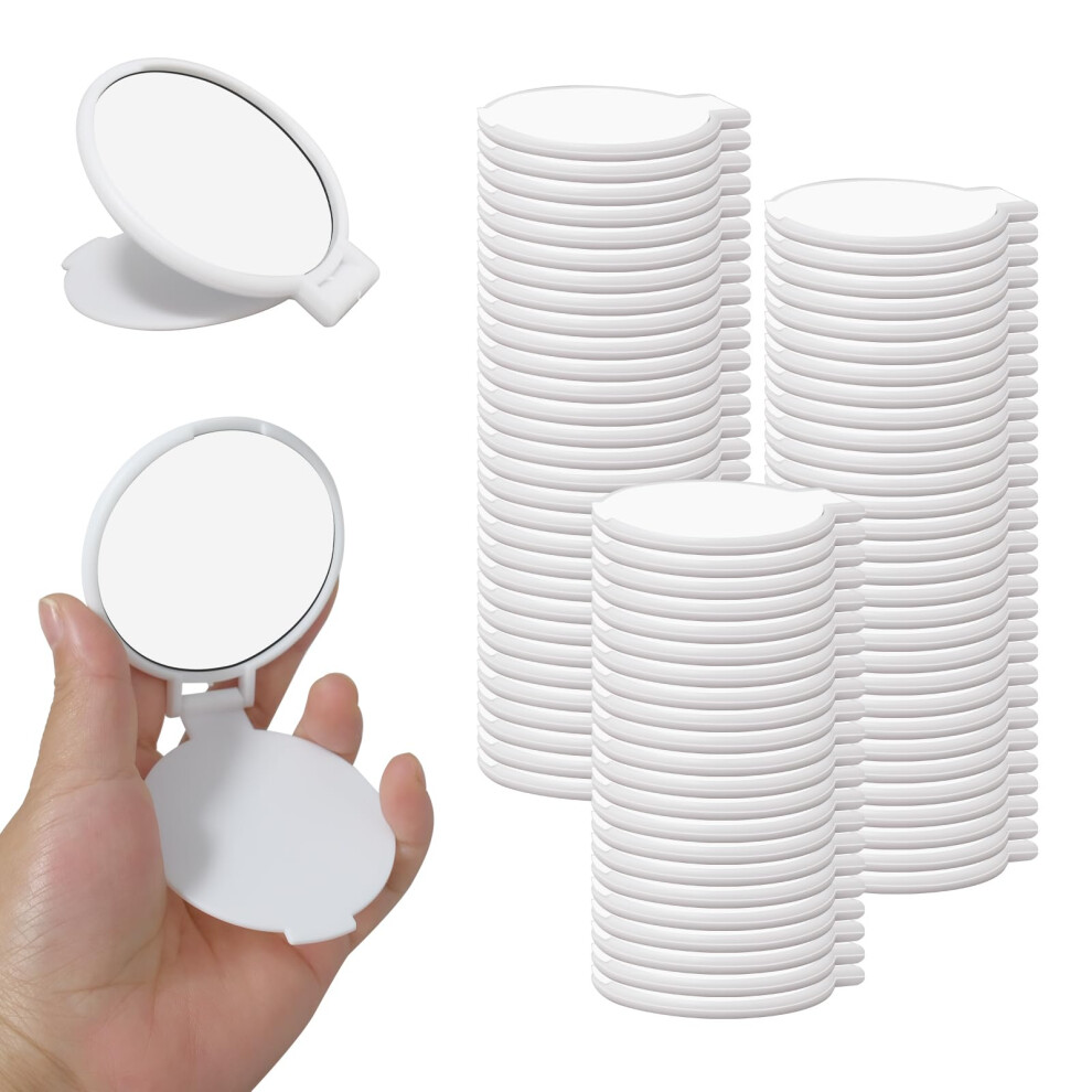 82 Pcs Compact Mirror Bulk for Women, Portable Folding Round Travel Makeup Mirror for Purse White
