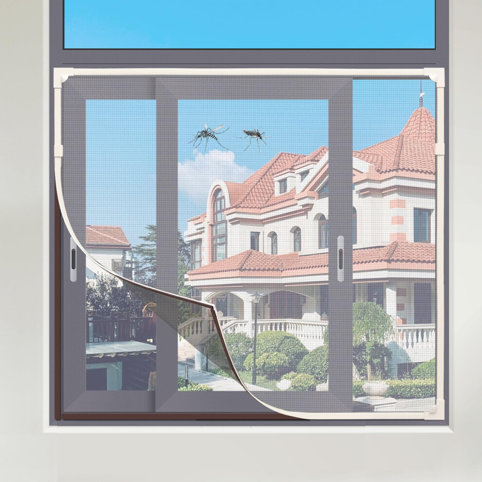 Magnetic Window Screen 35'X57' Adjustable Fiberglass Mesh With Magnetic Lock Seal For Home 9053599124245