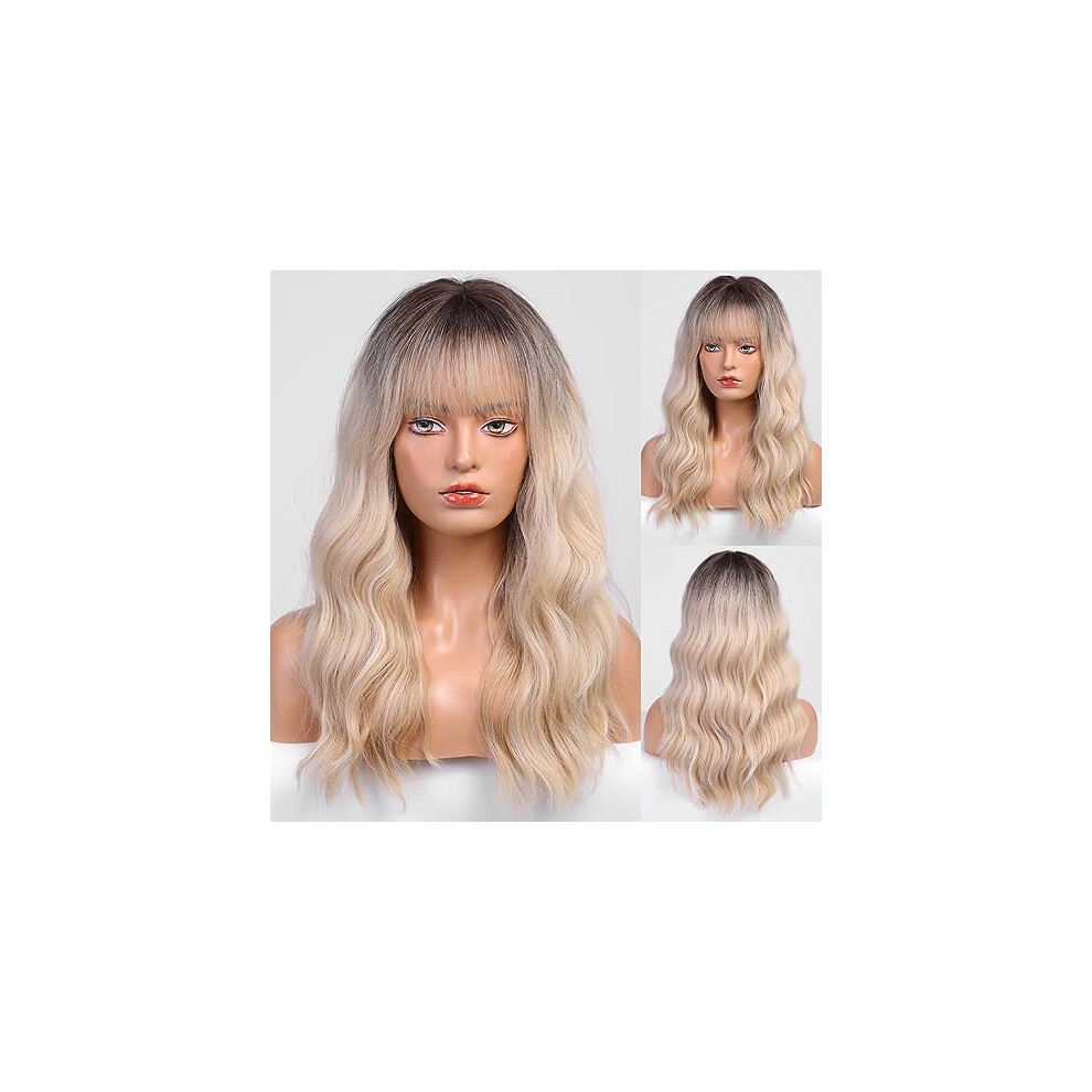Unisex Ash Blonde Wavy Synthetic Wig Short Curly Bob Hair Natural Wave Texture Adjustable Fit