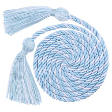 68 Inch Light Blue and White Graduation Cords Honor Cord with Tassels for Bachelor Master Doctoral