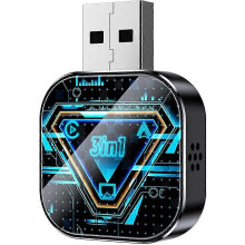 (1-A, For iPhone) 2026 upgraded 3-in-1 mobile phone screen mirroring car screen adapter, supports wireless Bluetooth 5.0 CarPlay connection.