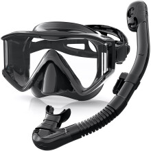 Zeligerstar Snorkel Set Adults 3 Window Panoramic View Snorkel Mask AntiFog LeakProof Scuba Diving Mask with Mesh Bag Dry Top Mask and Snorkel Set f