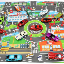 Car Play Mat with Interactive City Road Design, Large Kids Road Rug for Toy Cars and Traffic Learning