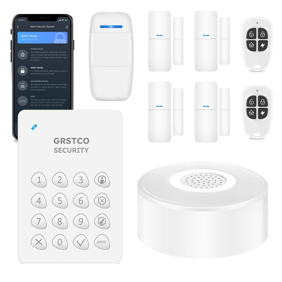 Wireless Home Alarm System 9 Piece Kit Compatible With Alexa, Smart App Control, 120Db Siren For Apartment 9455672797276