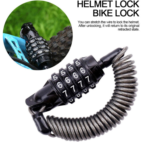 Helmet Lock with 4Digit Combination Code, AntiTheft for Motorcycle/Bicycle Helmet, Black 2