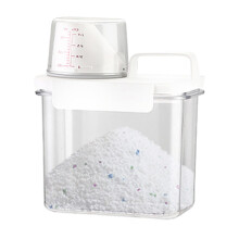 Laundry Detergent Dispenser with Airtight Moisture Control, Clear Stackable Container with Measuring Cup