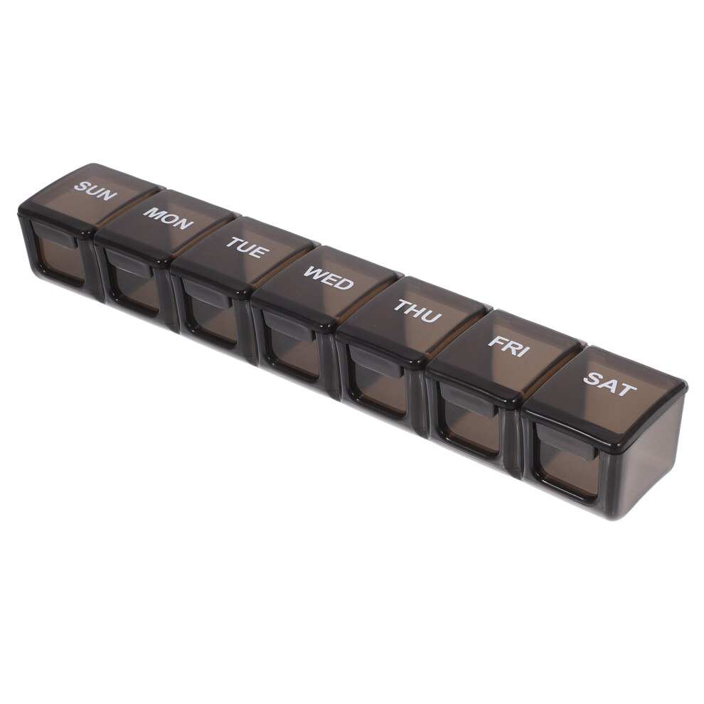 Solustre 4Pcs Reusable Black Weekly Pill Organizer Compact Travel Medicine Case