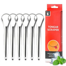 6 Pack Tongue Scraper for Adults Bad Breath Treatment for Adults 100% Stainless