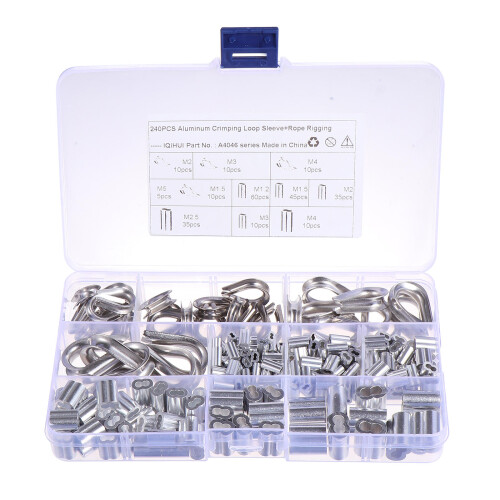 720Pcs Lightweight Aluminum Crimp Sleeves for Wire Rope Loop and Cable