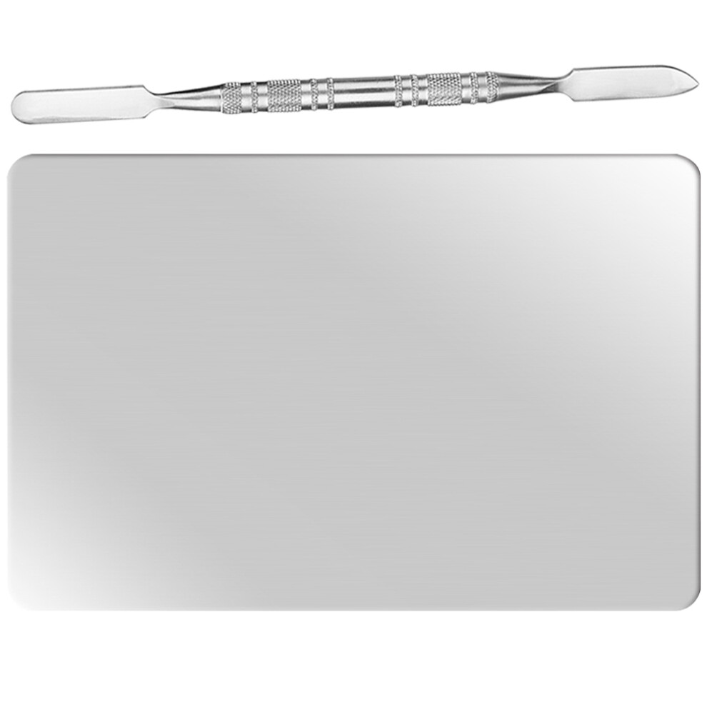 Villcase Silver 3Sets Stainless Steel Makeup Plates With Spatulas For Nail Art