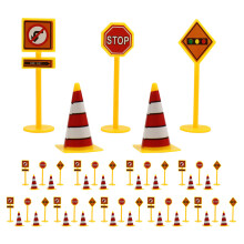 40Sets Traffic Sign Toys for Kids Plastic Mini Road Sign Set Assorted