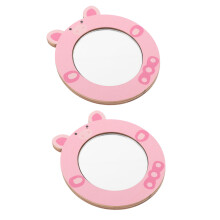 10Pcs Pink Cartoon Wooden Baby Mirror for Developmental Water Play