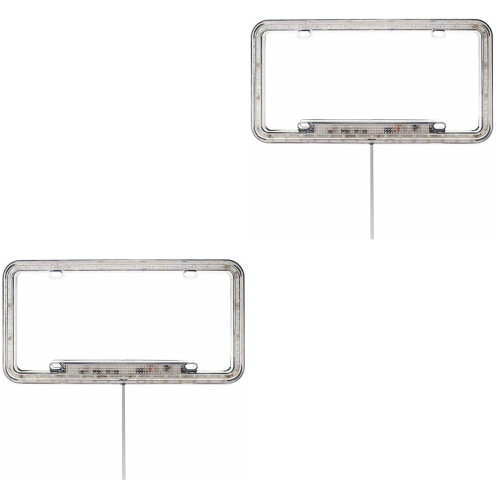 2Pcs Premium White License Plate Frame Light Decor 2