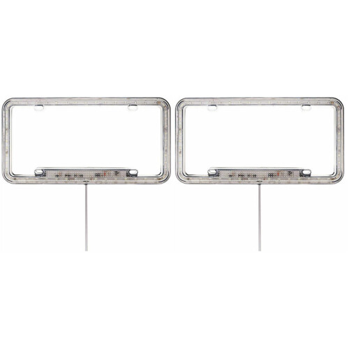 2Pcs Premium White License Plate Frame Light Decor 1