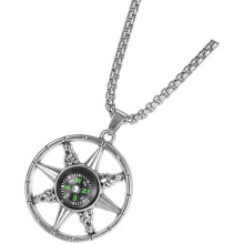 3Pcs Silver Compass Necklace for Men Women with Navigation Pendant