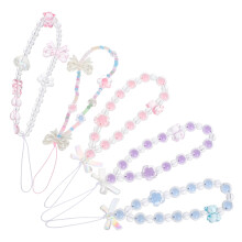 20Pcs Beaded Butterfly Knot Phone Lanyard Assorted Colors Wrist Strap
