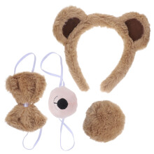 5Sets Khaki Bear Ears Headband Tail Bowtie Animal Costume Accessories