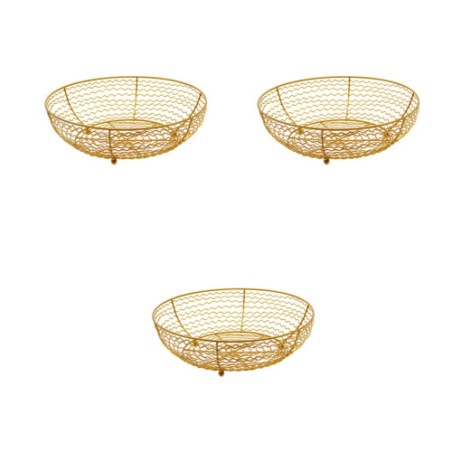 3Pcs Golden Multi-Purpose Drain Basket Wire Fruit and Vegetable Holder 2