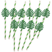 30Pcs Glittered Paper Drinking Monstera Theme