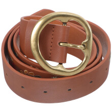 2Pcs Women's Brown Ethnic Embroidered Belt Adjustable Buckle Waist