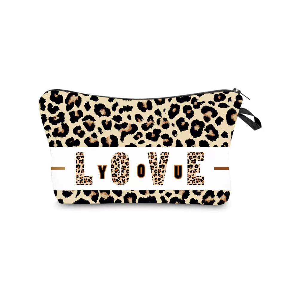 Leopard Print Makeup Bag for Women Waterproof Travel Cosmetic Organizer with Sturdy Zipper