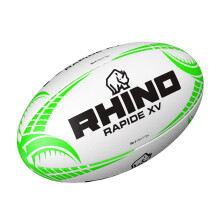 Rhino Rapide XV Rugby Ball WhiteGreen Size 5