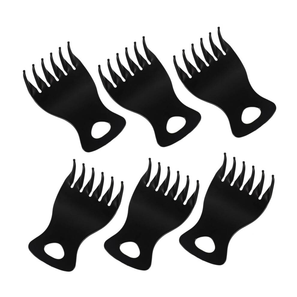 Unisex Black Men's Wide Tooth Hair Styling Comb Set, 6Pcs Plastic Detangling Barber Salon Tools