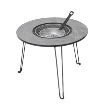 HotPot Table Outdoor Camping Round Folding Table Charcoal Grill Stoves Set Multifunction Firewood Furnace Tea Boiling Kit