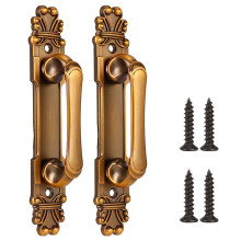 2Pcs European Style Door Handle Set, Durable Zinc Alloy Vintage Cabinet and Drawer Pulls for Indoor Outdoor Use